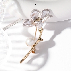 Светло-серый Эмалевые булавки амариллис, с пластиковой бисера, броши из цинкового сплава для рюкзака, светло-серый, 56x27 мм