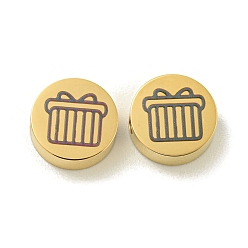 Box Хэллоуин 304 бусы из нержавеющей стали, реальный 18 k позолоченный, плоско-круглые, коробка, 8x3 мм, отверстие : 2 мм