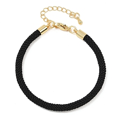 Черный 4.5 изготовление браслета из круглого нейлонового шнура миланского диаметра 202мм, с латунными выводами и 6.85 застежками из лобстера из нержавеющей стали, золотые, долговечный, стойки покрытие, чёрные, 17.4 дюйм ({2} см)