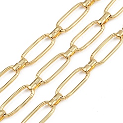 Настоящее золото 18K Латунные овальные звенья цепи, с катушкой, несварные, без свинца и без кадмия, долговечный, без свинца, без никеля и без кадмия, реальный 18 k позолоченный, 15x6x1.2 мм
