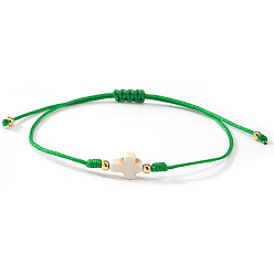 Зеленый Браслеты из окрашенных синтетических бусин белого бирюзового цвета и латунных бусин, сплетенные из бусин., украшения из полиэстеровой нити, плетеные для женщин, крестик, зелёные