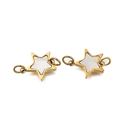 Настоящее золото 18K Ионное покрытие (ip) 304 подвески из нержавеющей стали, с ракушкой и кольцом для прыжков, звездная ссылка, реальный 18 k позолоченный, 11.5x10x2 мм, отверстие : 2.5 мм