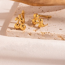 Золотой Серьги из 304 нержавеющей стали, вишня, золотые, 17x12.5x12 мм