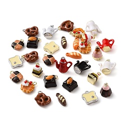 Mixed Color Alloy Enamel Pendants, Mixed Shapes Charms, Platinum & Light Gold, Mixed Color, 12.5~15.5x5~15.5x4~8.5mm, Hole: 1.2~1.4mm