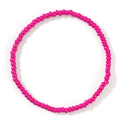 Фуксиновый Богемный цветной эластичный браслет из бисера для женщин и девочек