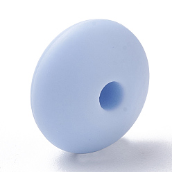 Light Blue Food Grade Eco-Friendly Silicone Beads, Chewing Beads For Teethers, DIY Nursing Necklaces Making, Rondelle, Light Blue, 12x6~7mm, Hole: 2mm