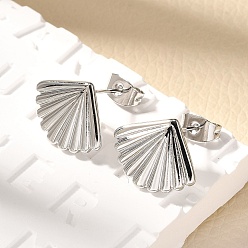 Платина Латунь серьги, формы раковины, платина, 12x15.5 мм