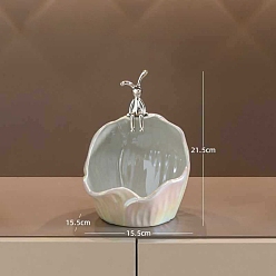 White Ceramic Rabbit Key Storage Ornaments, Home Desktop Decorations, White, 155x215mm