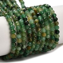 Африканский Нефрит Природные африканские нефритовые бусы пряди, граненые, круглые, 3 мм, отверстие : 0.7 мм, около 137 шт / нитка, 15.35'' (39 см)