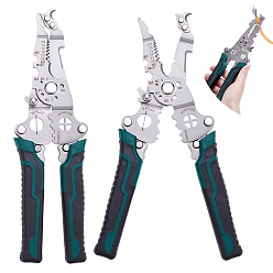 Нержавеющая Сталь Цвет 2шт 420j2 Многофункциональные клещи-резаки для зачистки проводов из нержавеющей стали, зелено-синие, цвет нержавеющей стали, 23x6.6x1.6 см