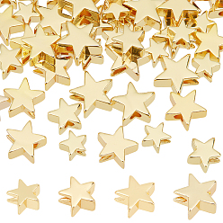 Золотой 64шт 4 стиль латунные бусины, звезда, золотые, 4.5~7x5~7.5x2.5~3 мм, отверстие : 1.4~1.8 мм, 16 шт / стиль