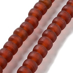 Brown Handmade Nepalese Lampwork Beads, Frosted, Column, Brown, 10x6.5~7mm, Hole: 2.8mm, about 94pcs/strand, 25.39''(64.5cm)