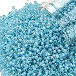 (2117) Silver Lined Milky Aqua Тохо 11/0 круглые бусины, японский бисер, (2117) серебристый молочно-голубой, 11/0, 2.2 мм, отверстие : 0.8 мм, Около 1110 шт / 10 г
