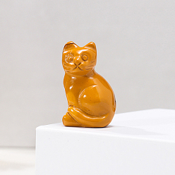 Топаз Нефрит Статуэтка кошки из натурального топаза из нефрита, украшения из энергетических камней, 20x30 мм