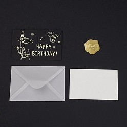 Others Paper Thank You Greeting Cards with Envelopes and Paperboard, Rectangle, Birthday Themed Pattern, Greeting Card: 80x124x1mm, Envelop: 87x132x0.2mm, Paperboard: 75x118x0.1mm