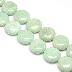 Amazonite Natürliche flache runde Amazonit Perlen Stränge, 20x7~9 mm, Bohrung: 1 mm, ca. 20 Stk. / Strang, 15.74 Zoll
