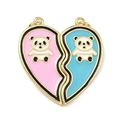 (52) Непрозрачная лаванда Латунь эмаль подвески, сердце прелести, с магнитным, сплит подвески, без свинца и без кадмия, стойки покрытие, долговечный, реальный 18 k позолоченный, разноцветные, 30x28.5x5 мм, Перейти кольцо: 5x0.9 мм, 3.2 мм внутренним диаметром