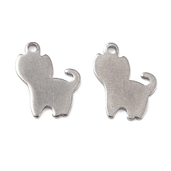 Stainless Steel Color Tarnish Resistant 201 Stainless Steel Pendants, Cat, Stainless Steel Color, 15x10.5x0.8mm, Hole: 1.4mm