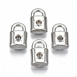Silver Opaque Spray Painted Acrylic Pendants, Lock, Silver, 16x10x5mm, Hole: 4.5x4mm, about 1000pcs/500g