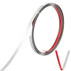 Stainless Steel Color Flexible Self Adhesive 201 Stainless Steel Molding Trim, Decorative Trim, for Wall Mirror Furniture Door Wardrobe, Stainless Steel Color, 10x0.8mm