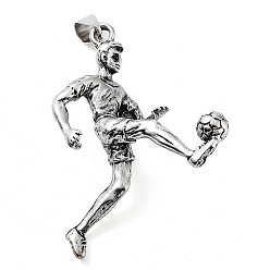 Античное Серебро Сплавочные подвески тибетского стиля, спортивные амулеты, античное серебро, 45x18x41 мм, отверстие : 7.5x4.5 мм