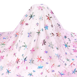 Бледно-Розовый Полиэстеровая кружевная ткань с узором «снежинки», для аксессуаров одежды, розовый жемчуг, 1500 мм