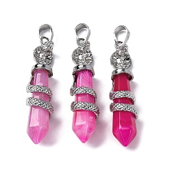 Полосатый Агат Подвески из натурального ярко-розового полосчатого агата (окрашенного и нагретого), латунь прелести, без свинца и без кадмия, 46~47x11~12x11 мм, отверстие : 8x5 мм