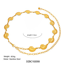 Shell Shape Летний пляж 304 цепочки из нержавеющей стали для талии и живота для сексуального бикини, золотые, формы раковины, 1120 мм