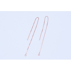 Розовое Золото 925 Результаты серьги стерлингового серебра, ушные резьбы, коробка цепи, розовое золото , 100x0.65 мм, отверстие : 1~2 мм