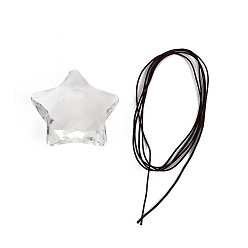 Прозрачный Звездные стеклянные ловцы солнца, Подвесное призматическое украшение для окна и сада., прозрачные, 450~460 мм, Кулон : 45.5x47.5 мм