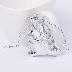 Silver Organza Bags, Rectangle, Silver, 7x5cm