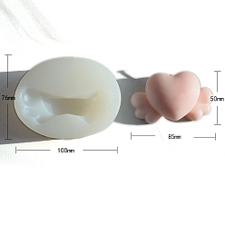 Белый Сердце с крылом силиконовые формы для свечей из пищевого силикона, для изготовления свечей, белые, 100x76x38 мм