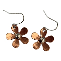 Красная Медь Сплав мотаться серьги, цветок, Красная медь, 30x22 мм