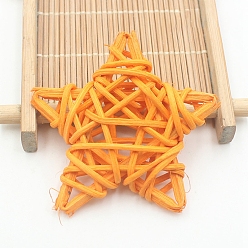 Dark Orange Rattan Art Craft, Star Decorative Ball for Home Decoration, Dark Orange, 60mm