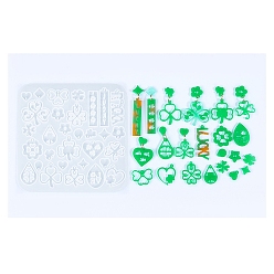 Белый Дым Серия клевер силиконовые формы для украшений своими руками, для уф-смолы, изготовление изделий из эпоксидной смолы, серый, 120x115x4 мм, отверстие : 1.8 мм, внутренний диаметр: 6~34x9~20 мм