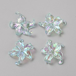 Azur Abalorios de acrílico transparentes, color de ab chapado, 5-pétalo de flor, azur, 27.5x32.5x7.5 mm, agujero: 1.8 mm