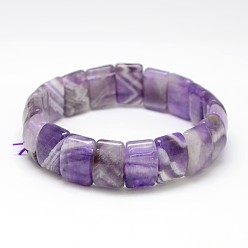 Аметист Классические упругие природных драгоценных камней прямоугольник бисером браслеты простирания, внутренний диаметр: 2-1/4 дюйм ~ 2-3/8 дюйм (5.6~6 см)