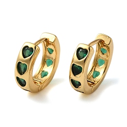 Зеленый Серьги-кольца из латуни с микропаве из кубического циркония, без свинца и без кадмия, долговечный, реальный 18 k позолоченный, зелёные, 15x4 мм