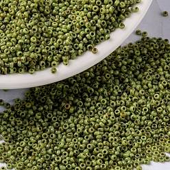 (RR4515) Opaque Chartreuse Picasso MIYUKI Round Rocailles Beads, Japanese Seed Beads, (RR4515) Opaque Chartreuse Picasso, 15/0, 1.5mm, Hole: 0.7mm, about 5555pcs/bottle, 10g/bottle