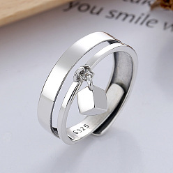 Платина Родиевое покрытие 925 кольца на палец из стерлингового серебра, платина, внутренний диаметр: 16~19 мм