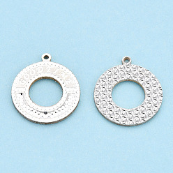 Silver 925 Sterling Silver Pendants, Donut Charms, Silver, 16x14x1mm, Hole: 0.8mm