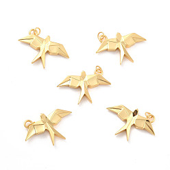 Настоящее золото 18K Стойки обшивки латунные подвески, долговечный, без кадмия, без никеля и без свинца, глотать, реальный 18 k позолоченный, 20.5x32.5x4 мм, Перейти кольцо: 5x0.6 мм, 3.5 мм внутренним диаметром