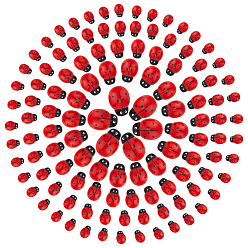 Красный 120 шт 5 стили кабошоны из непрозрачной смолы, коровка, красные, 10.7~24x7.8~17.5 мм