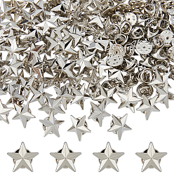 Платина 100шт. брошь в виде звезды из сплава, булавки для воротника мужской рубашки, платина, 17x18x4 мм