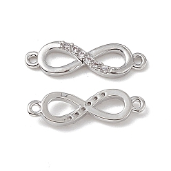 Платина Шармы-соединители из латуни с микропаве из прозрачного кубического циркония, без кадмия, без никеля и без свинца, бесконечность ссылки, платина, 17x5x2 мм, отверстие : 0.8 мм