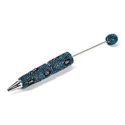 Синий Циркон Железная ручка из бисера, шариковая ручка, с полимерной глиной горный хрусталь, для индивидуальной ручки с ювелирными бусинами, случайная подложка, синий циркон, 149x16 мм