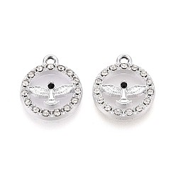 Кристалл Подвески из сплава со стразами, плоский круг и орел, без кадмия, без никеля и без свинца, платина, кристалл, 17x14x2 мм, отверстие : 1.5 мм
