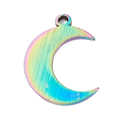 Rainbow Color Vacuum Plating 304 Stainless Steel Pendant Rhinestone Cabochons, Moon, Rainbow Color, 18x13.5x1.5mm, Hole: 1.5mm, Fit for 1mm Rhinestone