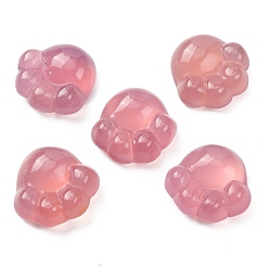 Pink Подвески из природного халцедона, лапы печатать прелести, розовые, 21.5x23x8.5 мм, отверстие : 1 мм