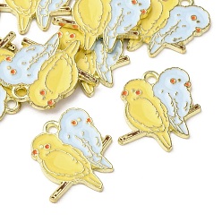 Желтый Подвески из эмали и сплава, очарование птицы, золотые, желтые, 19x19x1.5 мм, отверстие : 1.8 мм